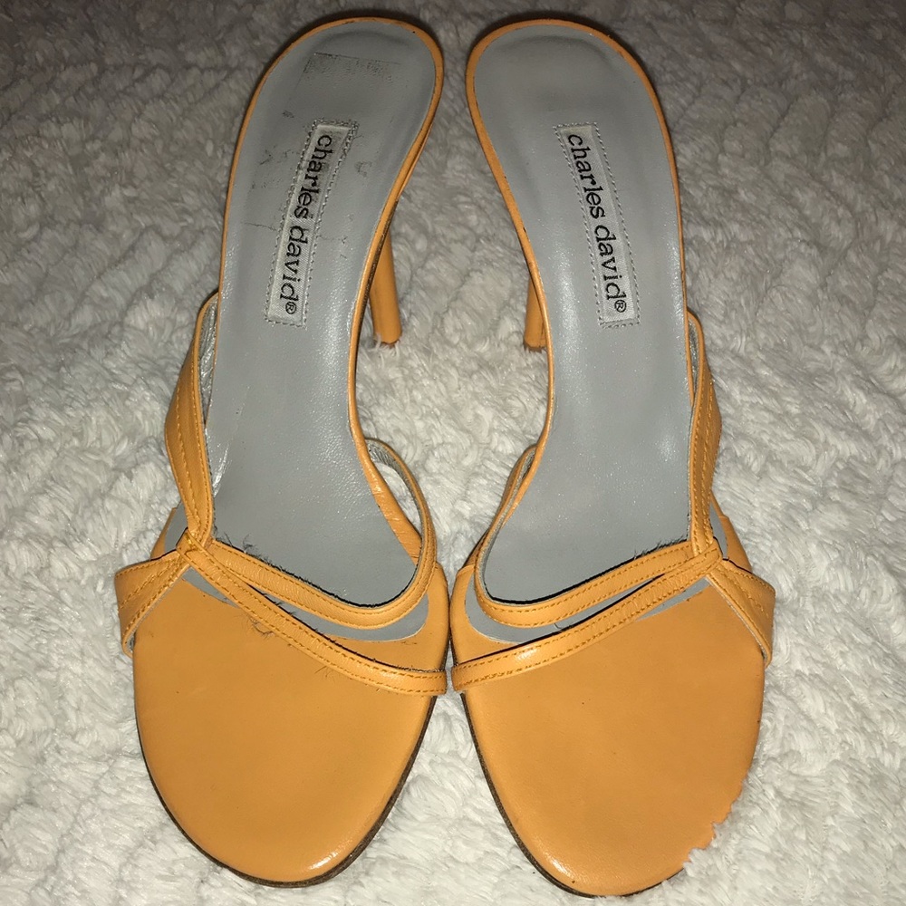 Charles David Leather Slide Sandals Orange 8B - Picture 3 of 6